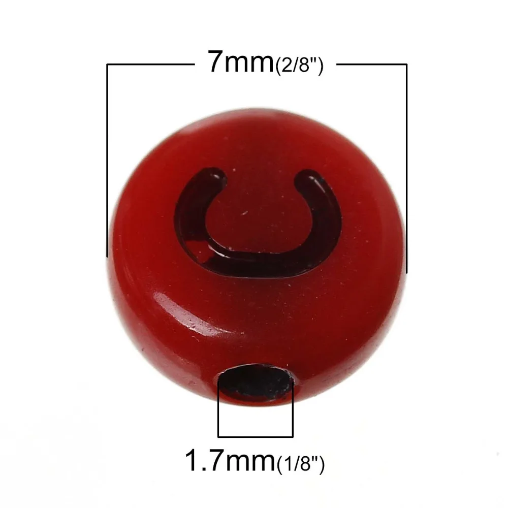 Акриловые разделительные бусины плоские круглые Смешанные Буквы