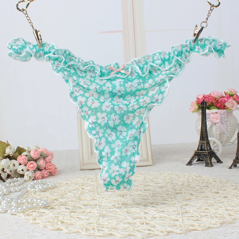 Модные сексуальные женские трусики стринги кружева Cutton Цветочные Прозрачные