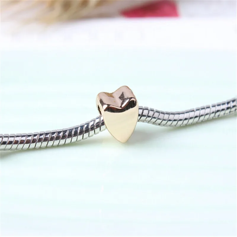 Полые капельные металлические розовые бусины в форме сердца серебряный с