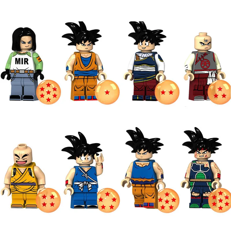 8 шт./лот Dragon Ball Z Black Goku Naba Sun Wukong Badak Dales фигурки строительные блоки Подарочная игрушка Бренд Минифигурка