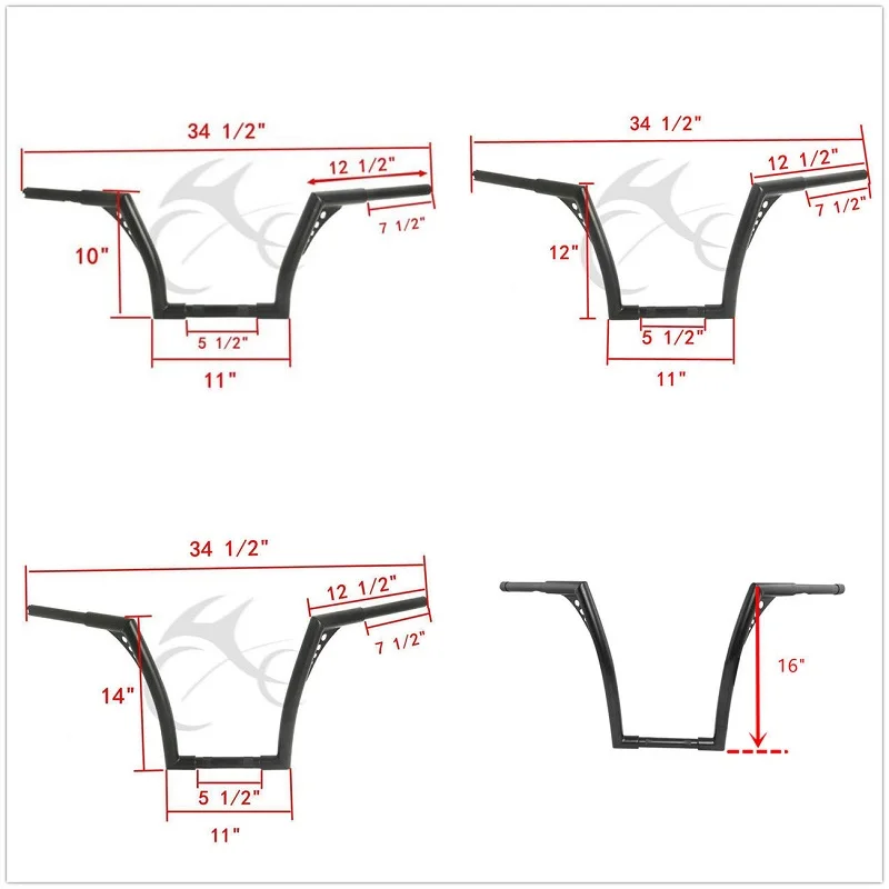 10/12/14/16 "Rise 1 1/4" мотоцикл руль вешалки бар для Harley FLST FXST Sportster Softail XL 883 1200|Руль