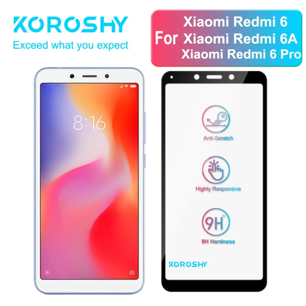 KOROSHY 9H полное покрытие закаленное стекло для Xiaomi Redmi 6 Pro 6A 6Pro защита экрана