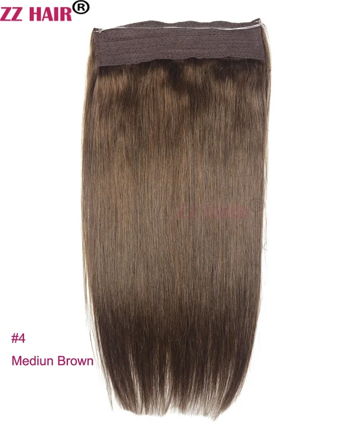 ZZHAIR 80 г-200 г 1"-26" машинное производство, remy hair Halo Hair, накладные человеческие волосы, комплект из одного предмета, не заколки, рыбья линия волос
