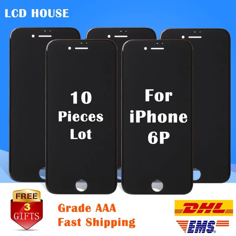 

10 шт. 100% гарантия качества AAA + 5,5 дюймов ЖК-экран для iPhone 6 Plus 6 + ЖК сенсорный дигитайзер дисплей стекло в сборе с DHL
