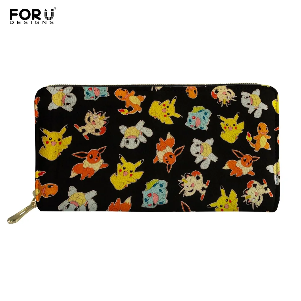 Женский Длинный кошелек с принтом в стиле Пикачу на молнии отделением для монет и