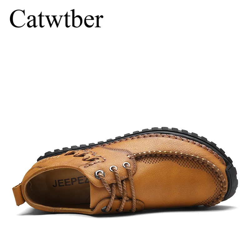 Catwtber Moccasins Male Loafers For Men Shoes Slip On Flats Handmade Leather Driving Walking Soft Footwear Quality Spring Boat | Обувь