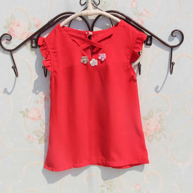 Детская шифоновая блузка без рукавов на Возраст 3 15 лет|children girl blouses|girls blouseshirts for
