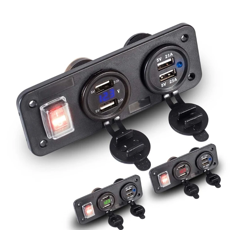 12 В 24 в 4 USB зарядное устройство адаптер светодиодный вольтметр с переключателем