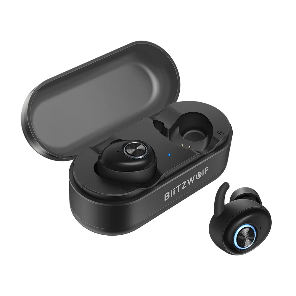Черный Blitzwolf BW-FYE2 TWS настоящие Беспроводные bluetooth 5,0 Наушники Hi-Fi стерео звук двусторонний звонок портативные мини спортивные наушники гарнитура - Цвет: Черный