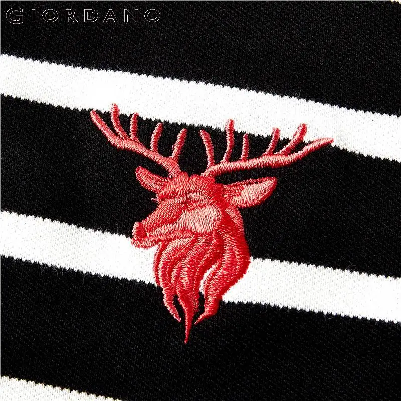 Giordano женская футболка Polo с короткими рукавами и вышивкой оленьей головы на груди