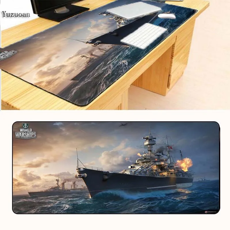 400X900X3MM Yuzuoan World Of Warship Расширенный игровой коврик для мыши XXL Прошитые края водонепроницаемый резиновый большой Keyboad коврик - Цвет: 400X900X3MM