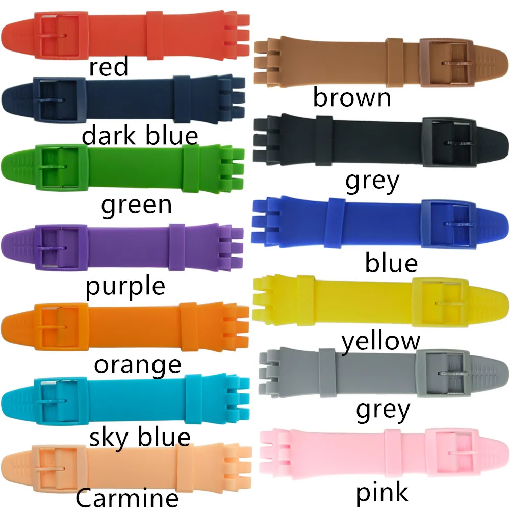 Оптовая Смотреть аксессуары для Swatch ремешок с пряжкой силиконовый 16 мм 17 19 20