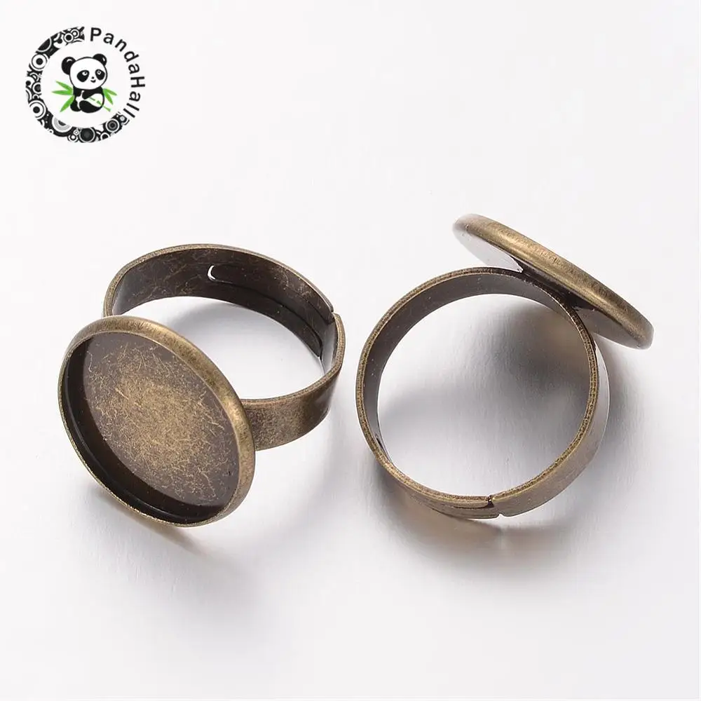 

Adjustable Brass Ring Components, Pad Ring Bases, Nickel Free, Antique Bronze, 17mm, Tray: 16mm
