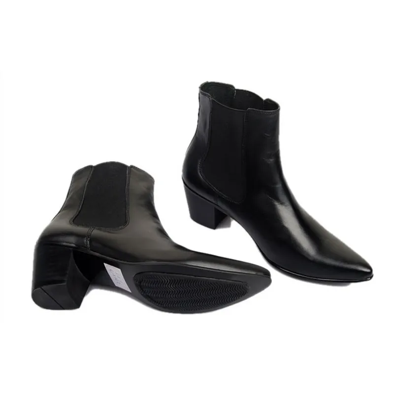 Роскошные брендовые корейские Ботинки Челси из натуральной кожи мужские черные