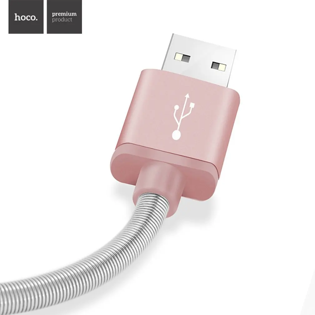 HOCO USB кабель для iPhone Xs max Xr X 8 7 6 Plus 6s Plus для iPad mini металлический пружинный зарядный кабель кабели для мобильных телефонов