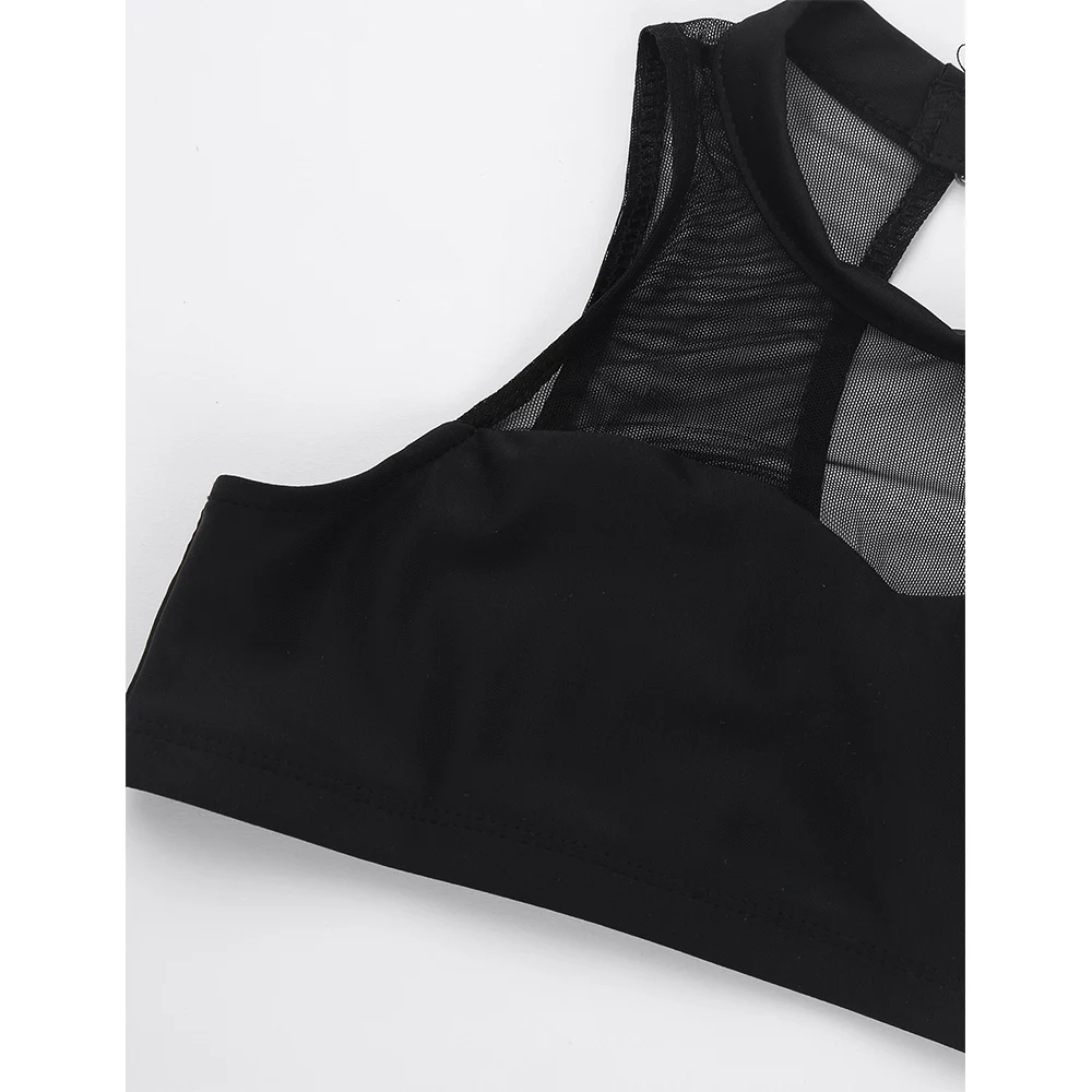 Балетный укороченный топ для девочек облегающий сетчатый бюстгальтер с вырезом