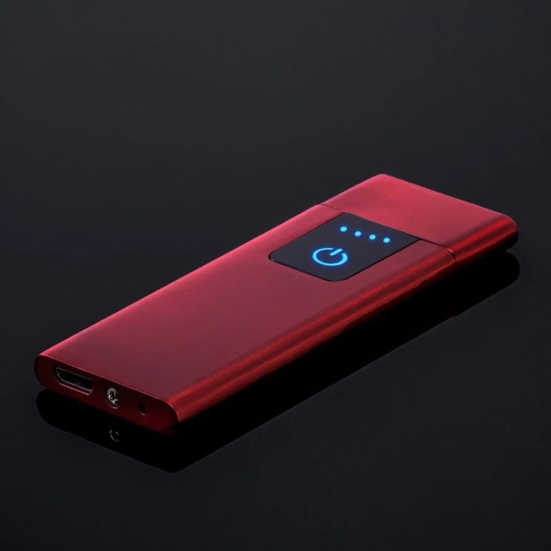 Красный Новая ультратонкая металлическая usb-зажигалка 0,44 мм для зарядки, Лидер продаж, подарок - Цвет: Красный