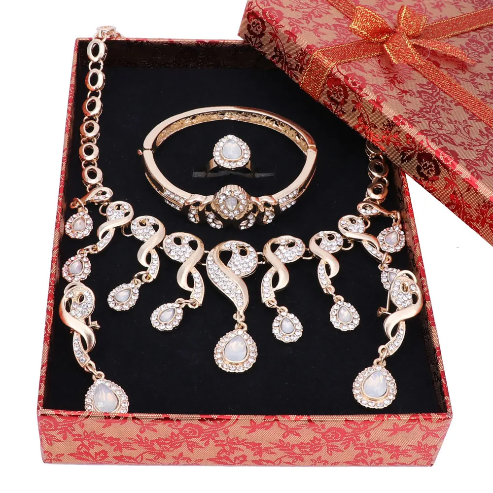 Новые роскошные разноцветные Ювелирные наборы с кристаллами и жемчугом для