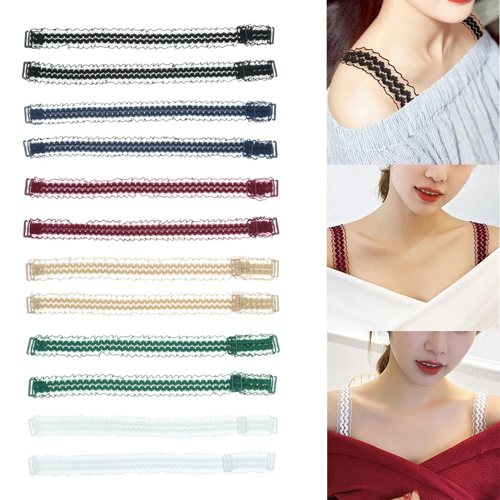 

Women Girls Elastic Bra Strap Non-slip Lace Adjustable Replacement Shoulder Straps Holder for Racer Back Tops Dresses Shirts