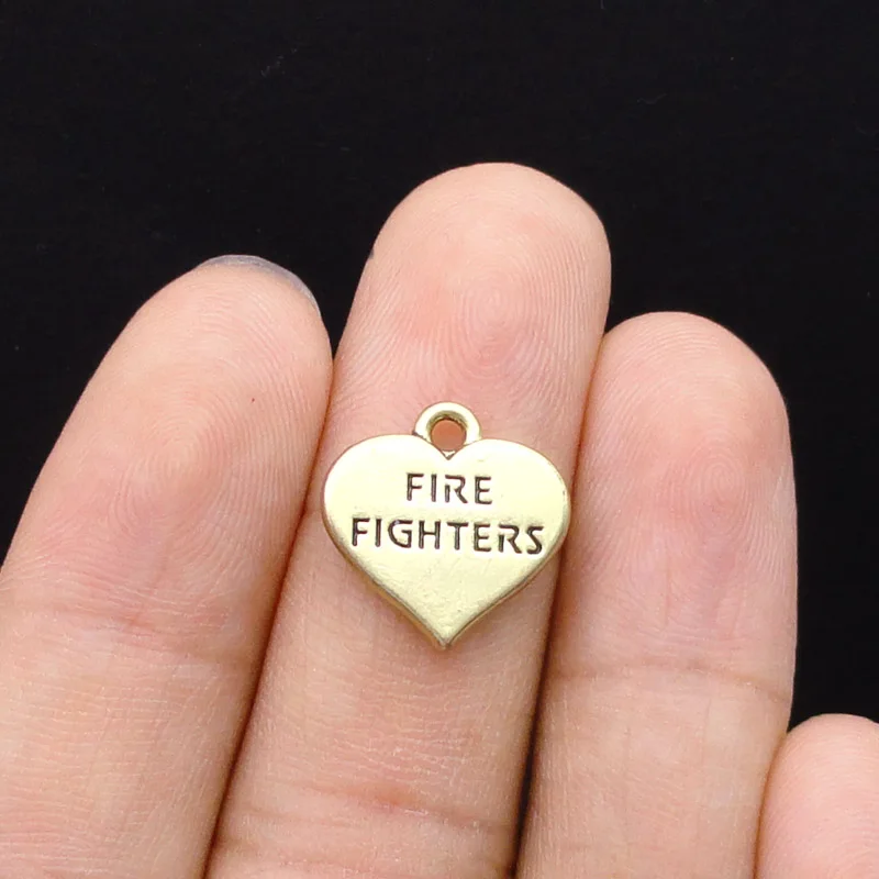 60pcs-Antique серебро/золото пожарные подвеска в форме сердца 2-сторонний 15x15mm |