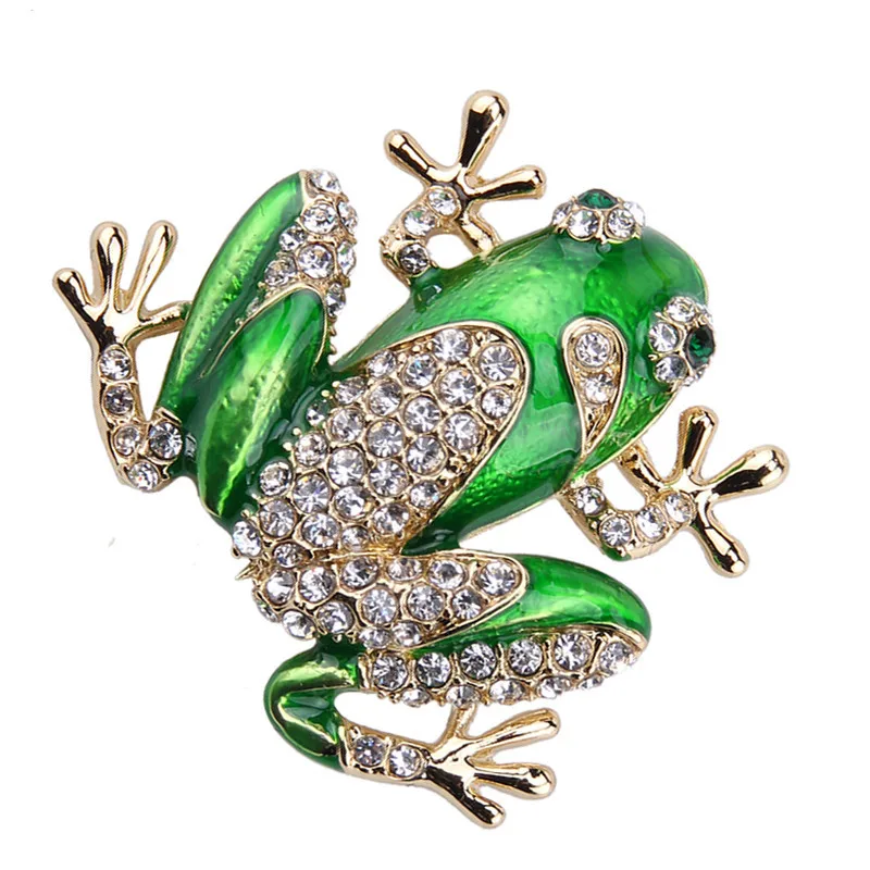 Лучшие женские Роскошные блестящие стразы зеленые Броши Лягушка ювелирные