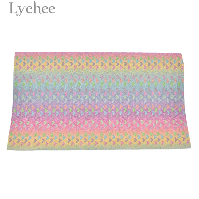 Lychee Life 21x29 см A4 блестящая Искусственная ПУ ткань с сердечком Радуга Синтетическая