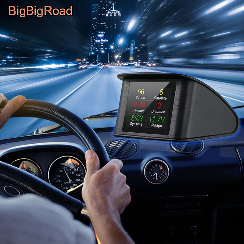 BigBigRoad автомобильный коллиматорный Дисплей GPS Hud компьютер ветрового стекла