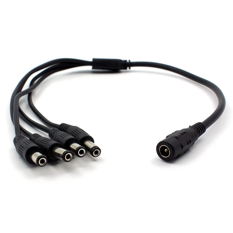 

1 DC Female To 4 Male Plug Power Cord Adapter Connector Splitter Cable for CCTV Video Surveillance Security IP Camera LED Strip