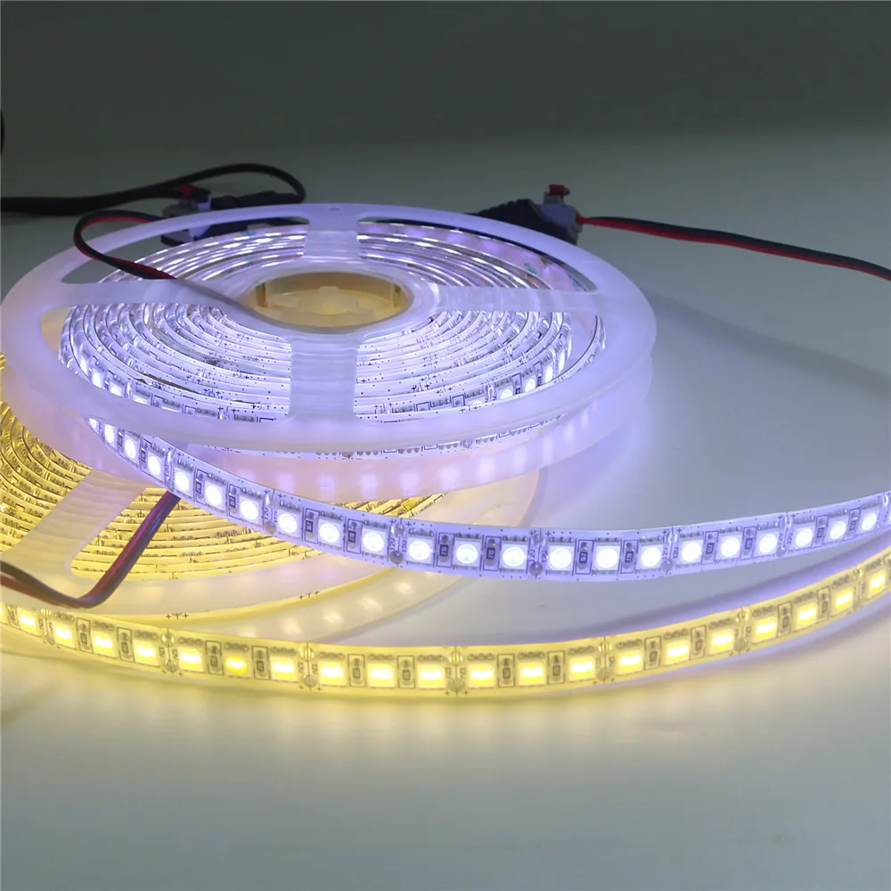 DC 12V Светодиодная лента 5050 5m 600 LEDS Гибкая светодиодная 120 leds/m Холодный/теплый белый