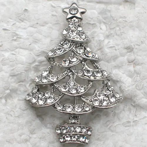 

Clear Rhinestone Christmas tree Pin brooches C442 A