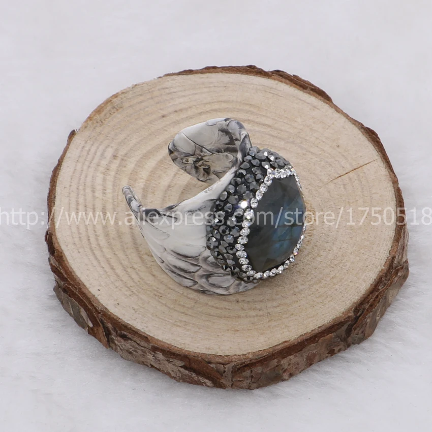 Кольцо с граненым камнем женское регулируемое кольцо друзой из натурального