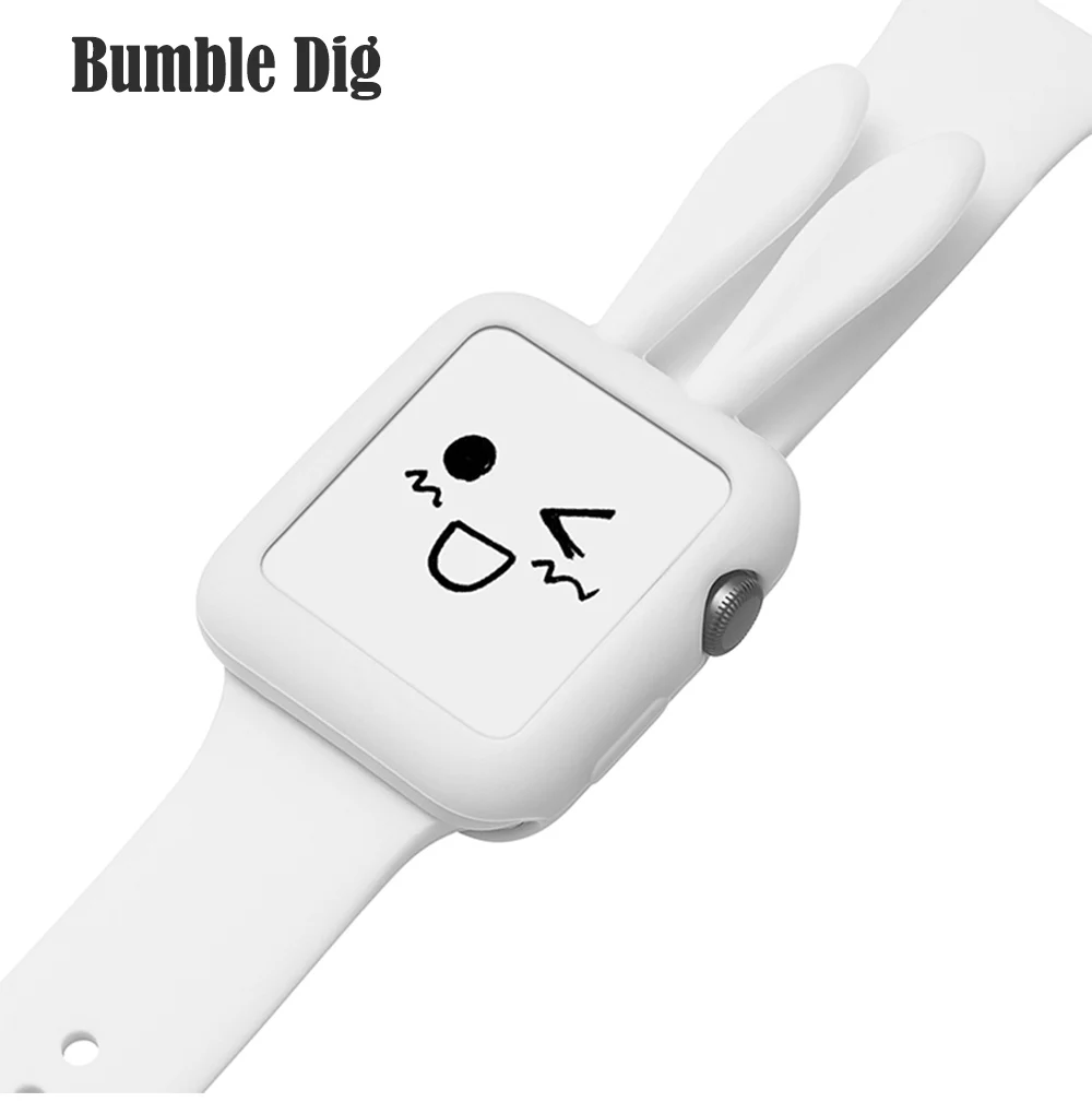Защитный чехол GUYO для Apple Watch с милыми ушками для Apple Watch series 3 2 1 цветной 38 мм 42 мм мягкий силиконовый