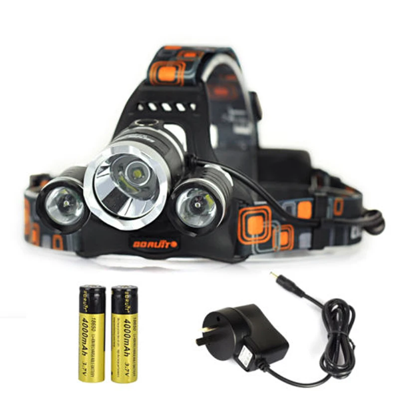 BORUIT 6000lm 3x XM-L T6 светодиодный 4-режимный налобный фонарь + 2X18650 зарядное устройство