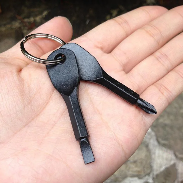 1 шт. Отвертки Phillips в форме ключа Точный литой стальной мини брелок с прорезью