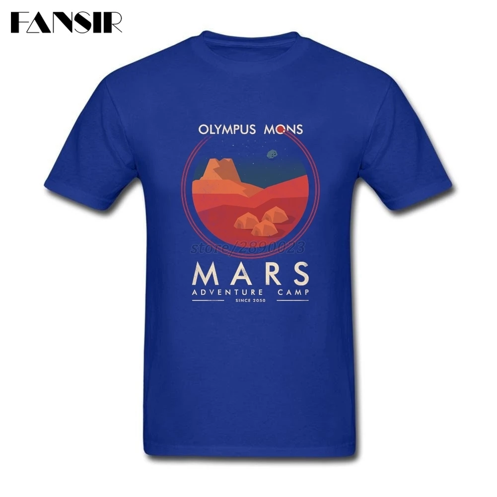 Большой Размеры Mars Приключения лагерь Забавные футболки для мужчин 100% хлопковая