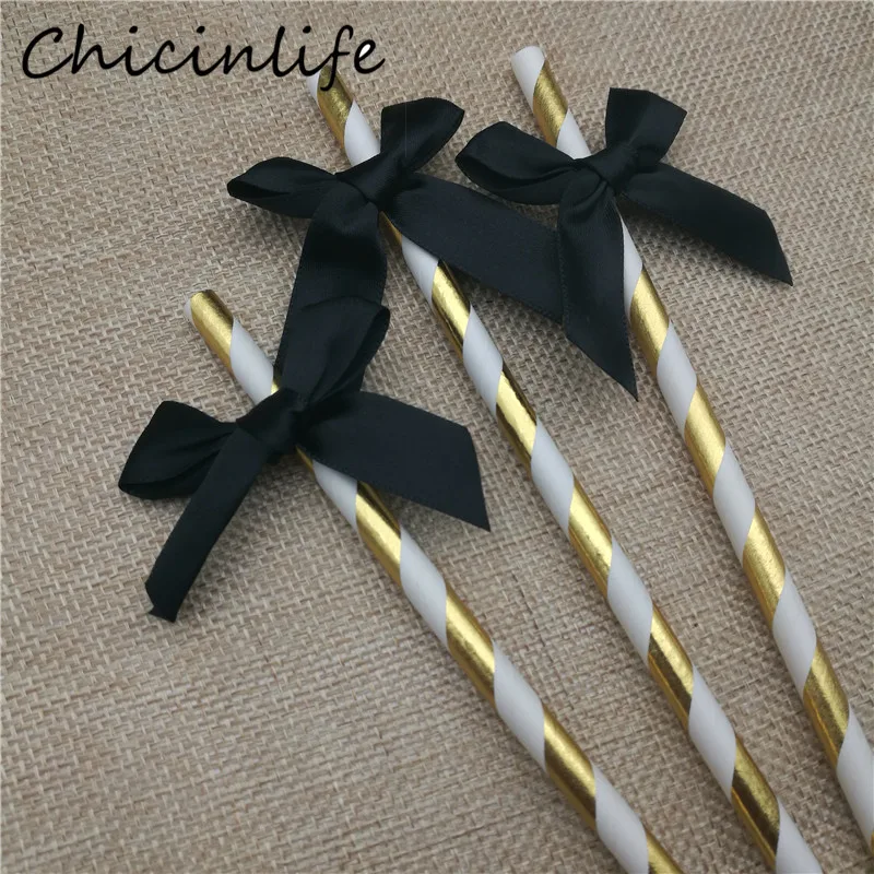 Chicinlife 10 шт. белый/черный/розовый/синий бант бумага для питья соломинки вечеринка