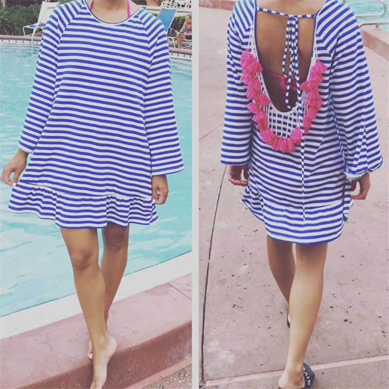 Летние Для женщин пляжное платье туника пикантные туфли с низким вырезом на
