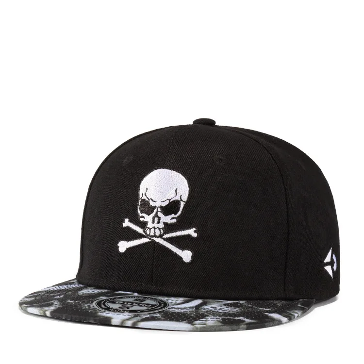 Бейсбольная Кепка Snapback для мужчин с черепом и вышивкой хлопковые однотонные