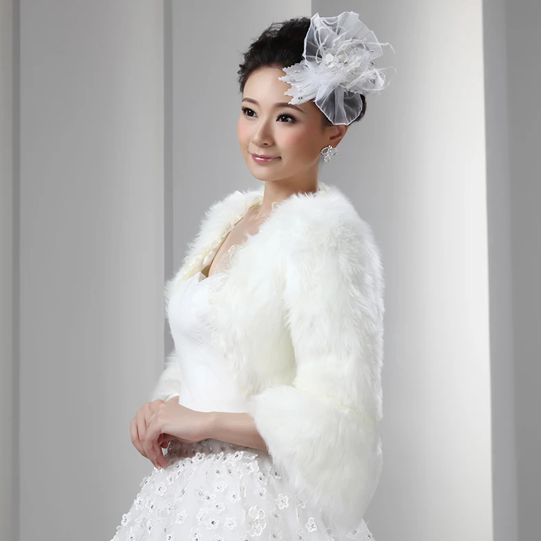 Искусственного Меха Болеро С Рукавами Кружева Украшенные Короткие Женщины