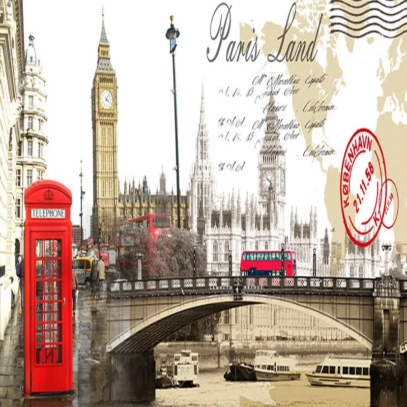 Фотообои в европейском стиле ретро ностальгия Париж KTV бар тема оснащение фон