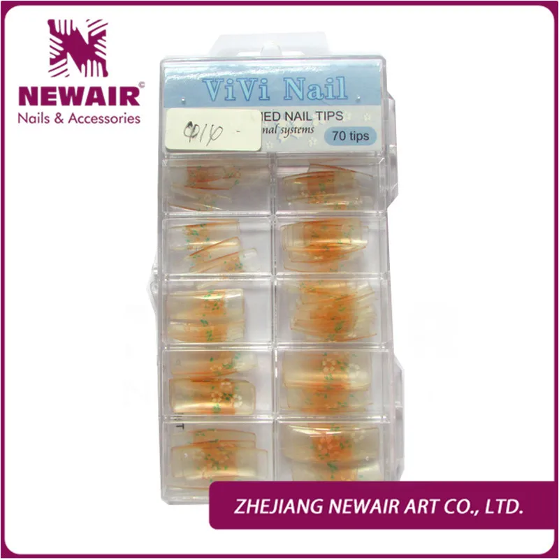 Модные половинки ногтей 70 шт светло-желтые цветы Предварительно Дизайн