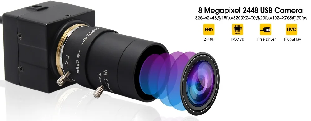 CCTV 5-50 мм варифокальный объектив 8 мегапикселей высокой четкости SONY(1/3. 2 '') IMX179 Супер Мини HD 8MP промышленная камера USB