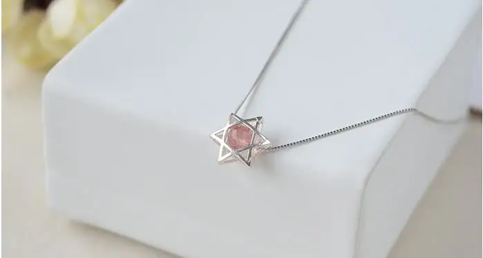Персонализированные Bijoux 925 пробы Серебряное колье с камнем Давида звезды для женщин модное массивное ювелирное изделие колье