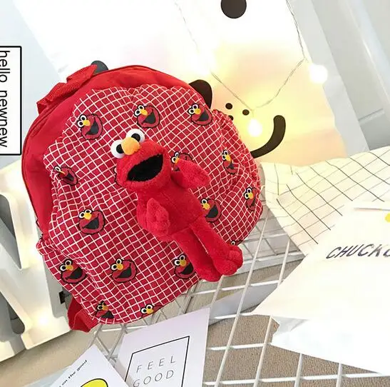 Candice guo! Новый супер милый плюшевый рюкзак Улица Сезам elmo красная сумка на плечо