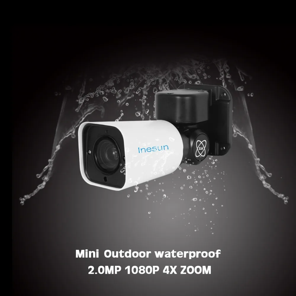 Inesun PoE IP Security Камера открытый Full HD 2MP 1080 P PTZ 4X Оптический зум 120ft ИК Ночное видение обнаружения движения Водонепроницаемый
