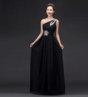 DongCMY Robe De Soire CG1020 длинное торжественное вечернее платье вечерние шифоновые на одно плечо со шнуровкой Большие размеры vestido de festa - Цвет: black
