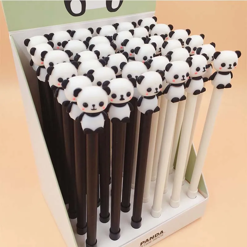 

36 pcs/lot Panda Gel Pen Cute 0.5 mm black ink Signature Pen School Office writing Supplies Promotional Gift