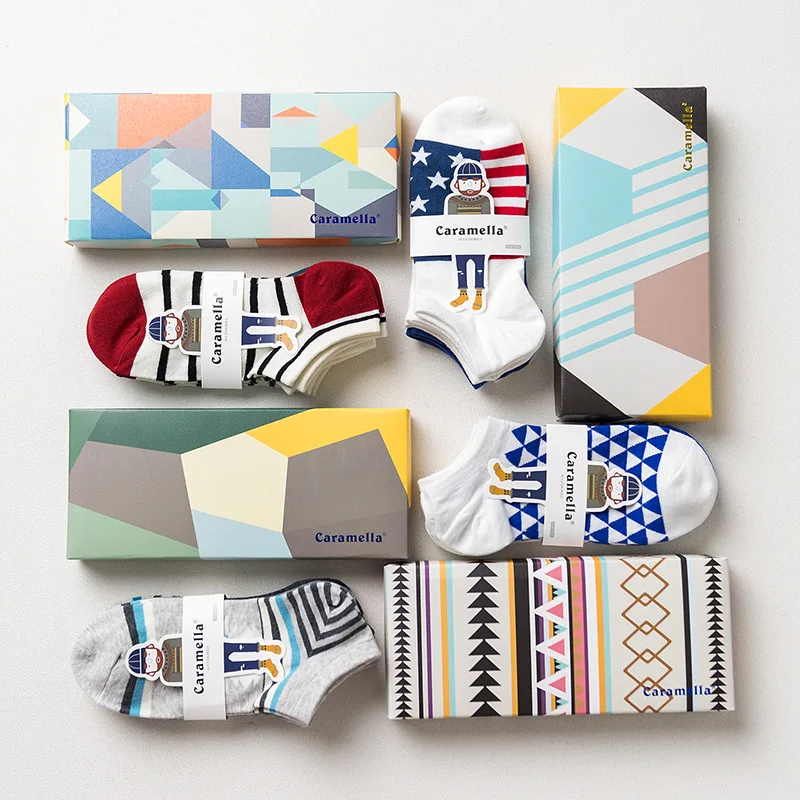Подарочная коробка модные брендовые короткие носки для мужчин хлопковые летние