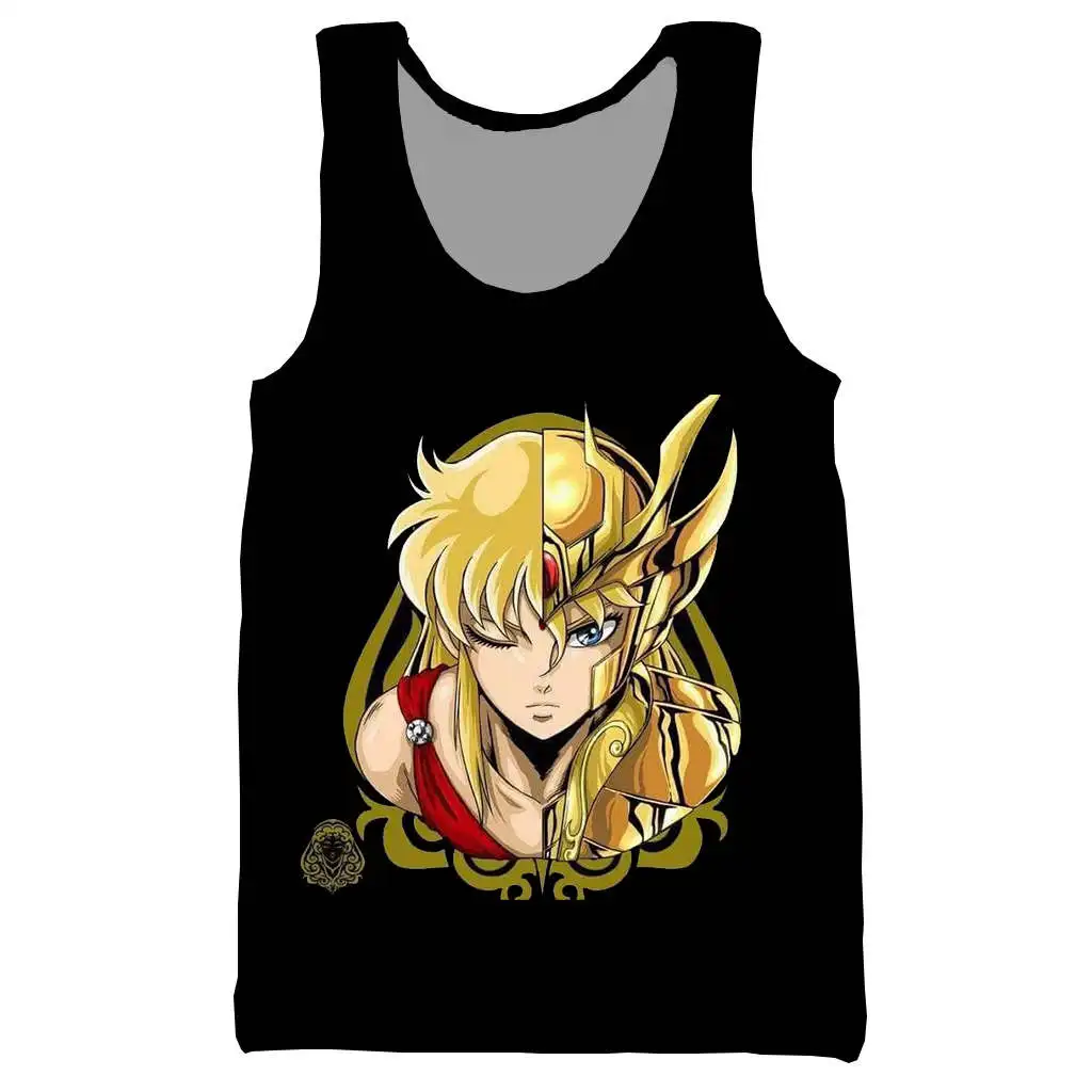 Аниме Saint Seiya 3D Печатный Топ на бретелях для мужчин модный крутой летний топ и