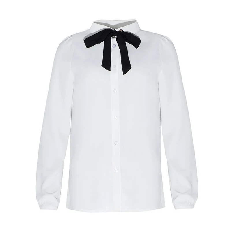 Женская блузка HDY Haoduoyi белая однотонная на шнурках с бантом 2020|blouse brand|blouse stylebrand